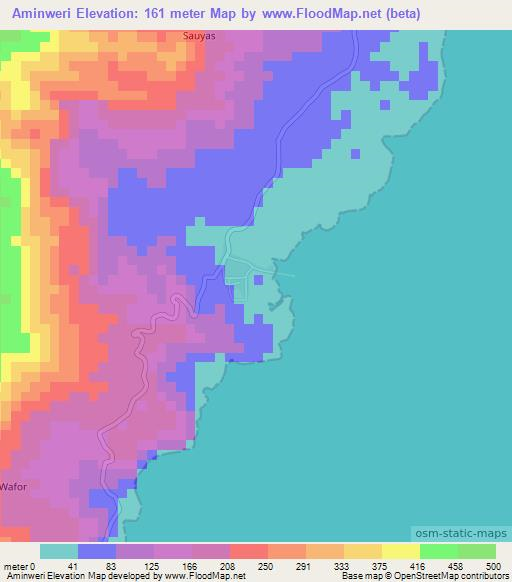 Aminweri,Indonesia Elevation Map