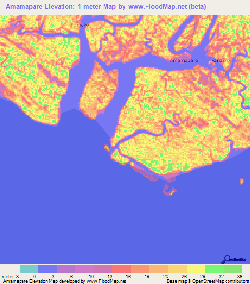 Amamapare,Indonesia Elevation Map