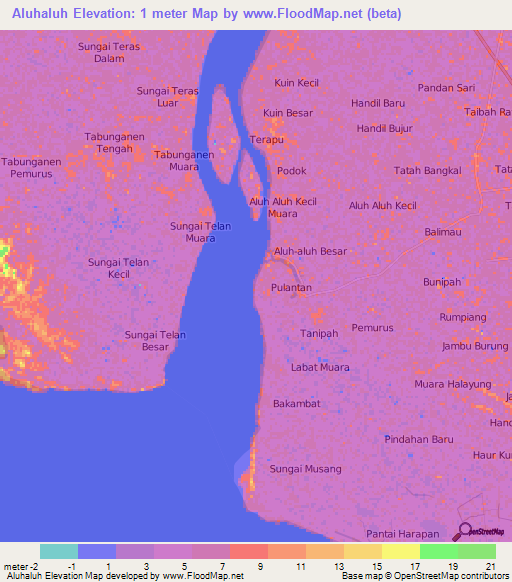 Aluhaluh,Indonesia Elevation Map