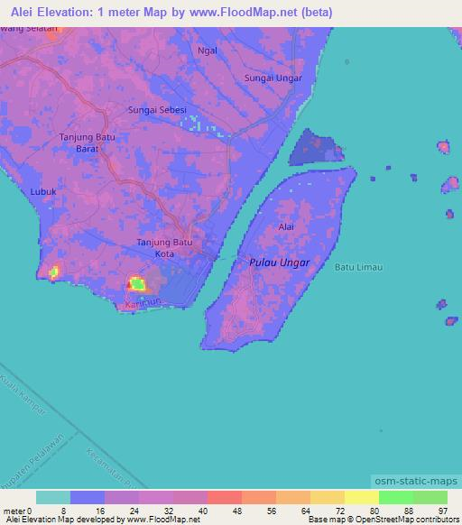 Alei,Indonesia Elevation Map