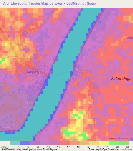 Alei,Indonesia Elevation Map