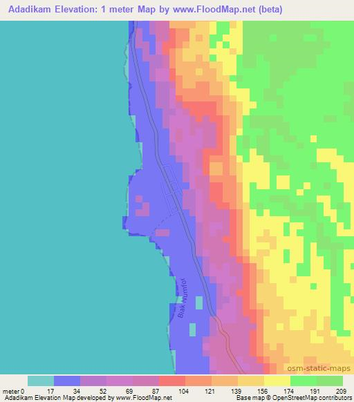 Adadikam,Indonesia Elevation Map