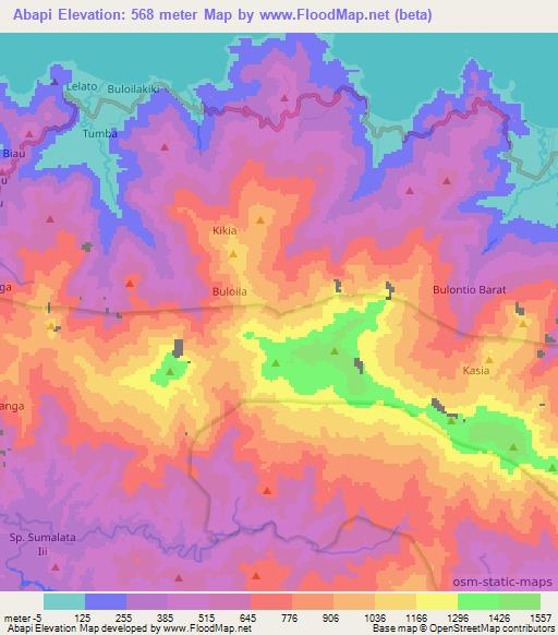 Abapi,Indonesia Elevation Map