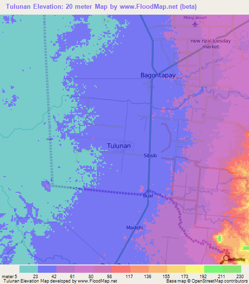 Tulunan,Philippines Elevation Map