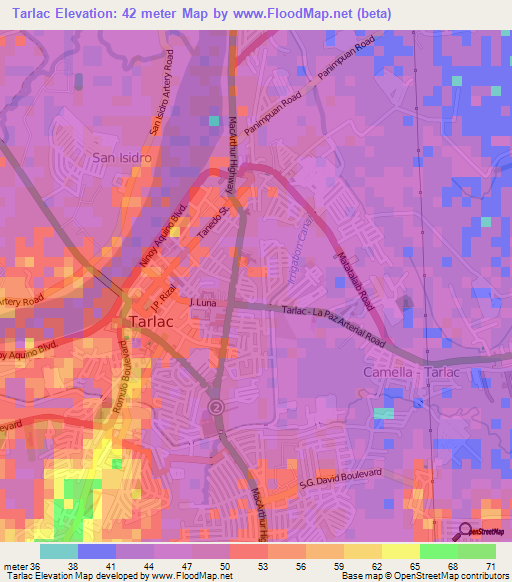 Tarlac,Philippines Elevation Map