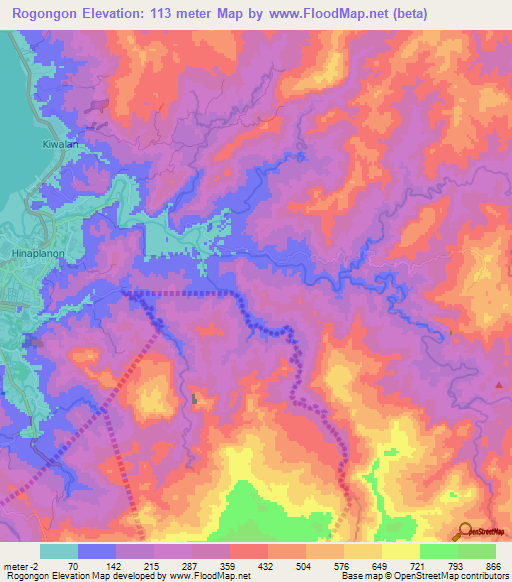 Rogongon,Philippines Elevation Map