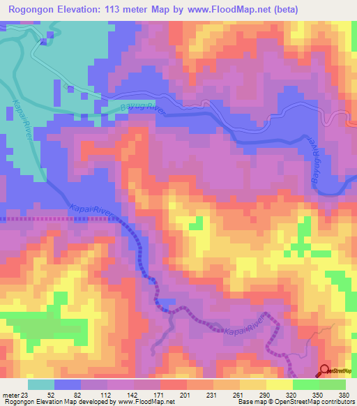 Rogongon,Philippines Elevation Map