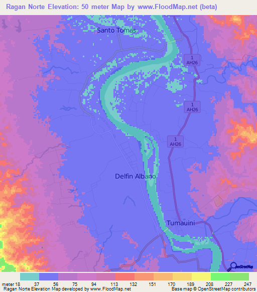 Ragan Norte,Philippines Elevation Map