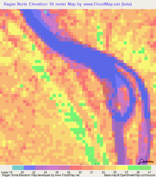 Ragan Norte,Philippines Elevation Map