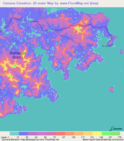 Osmena,Philippines Elevation Map