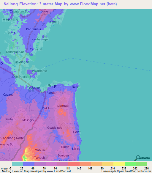 Elevation of Nailong,Philippines Elevation Map, Topography, Contour