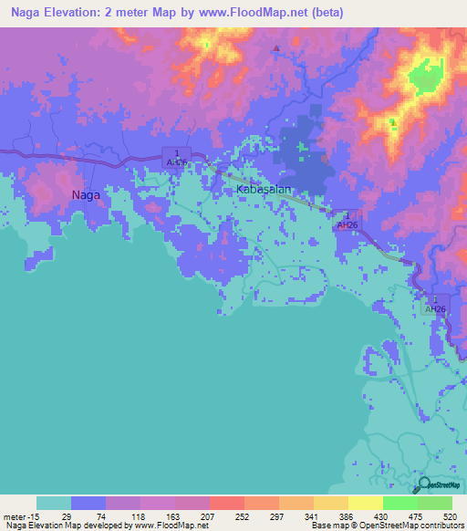 Naga,Philippines Elevation Map