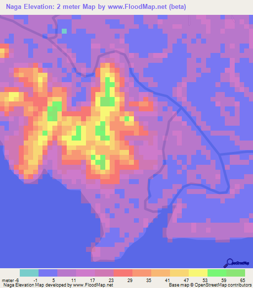 Naga,Philippines Elevation Map