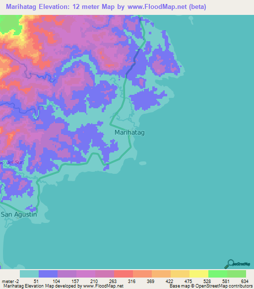 Marihatag,Philippines Elevation Map