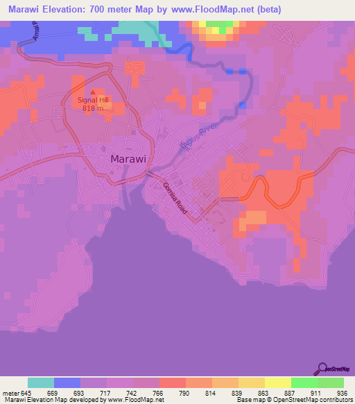 Marawi,Philippines Elevation Map