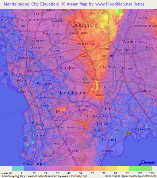 Mandaluyong City,Philippines Elevation Map