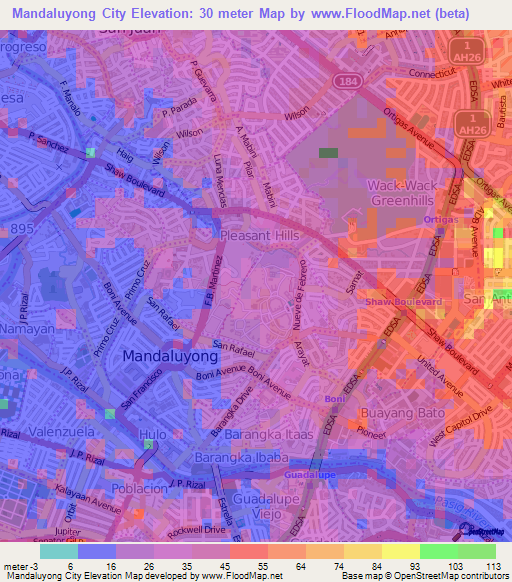 Mandaluyong City,Philippines Elevation Map