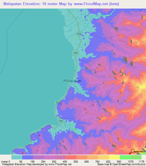 Malapatan,Philippines Elevation Map