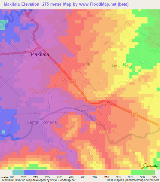 Makilala,Philippines Elevation Map