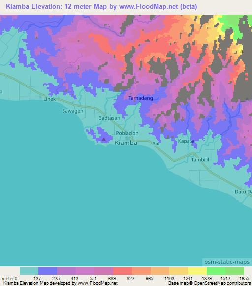 Kiamba,Philippines Elevation Map