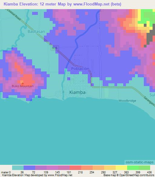 Kiamba,Philippines Elevation Map