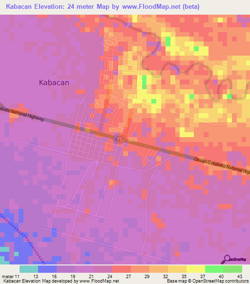 Kabacan,Philippines Elevation Map