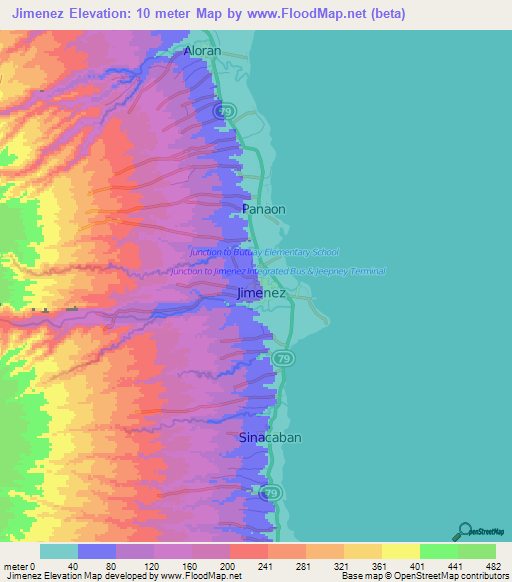 Jimenez,Philippines Elevation Map