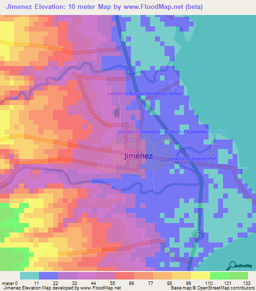 Jimenez,Philippines Elevation Map