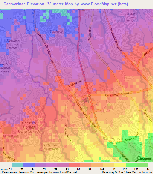 Dasmarinas,Philippines Elevation Map