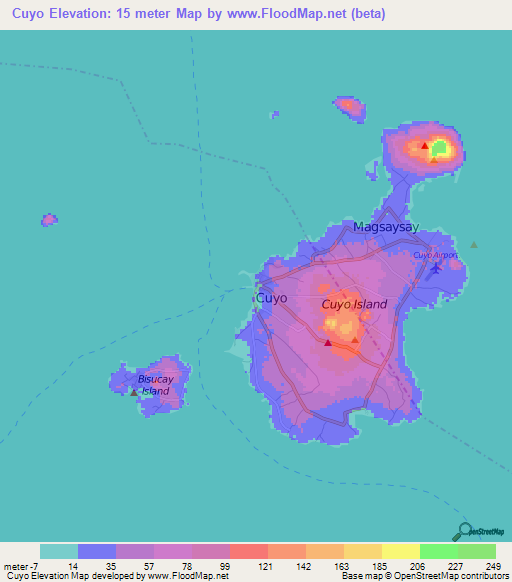 Cuyo,Philippines Elevation Map