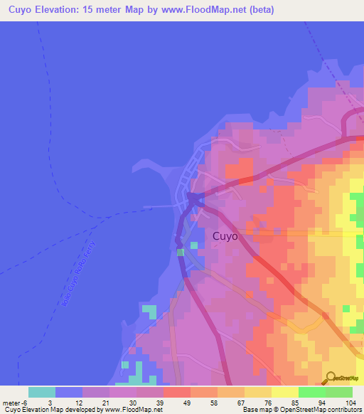 Cuyo,Philippines Elevation Map