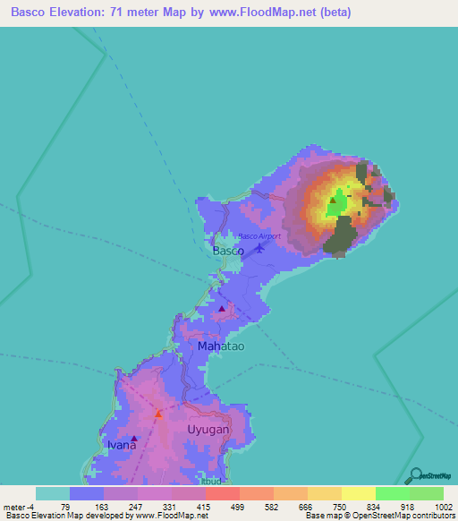 Basco,Philippines Elevation Map