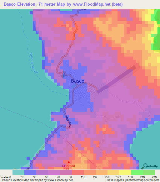 Basco,Philippines Elevation Map