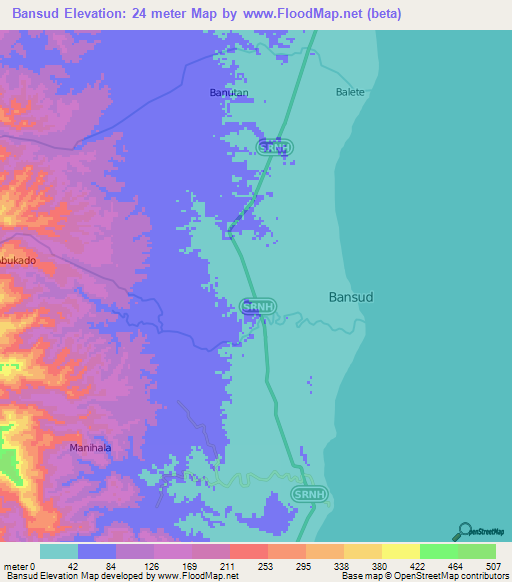 Bansud,Philippines Elevation Map