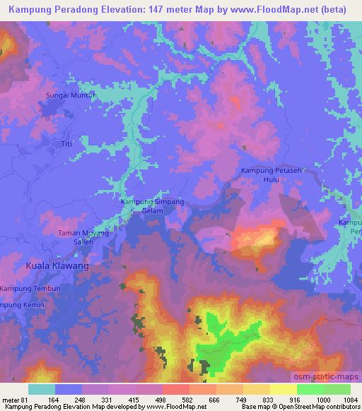 Kampung Peradong,Malaysia Elevation Map