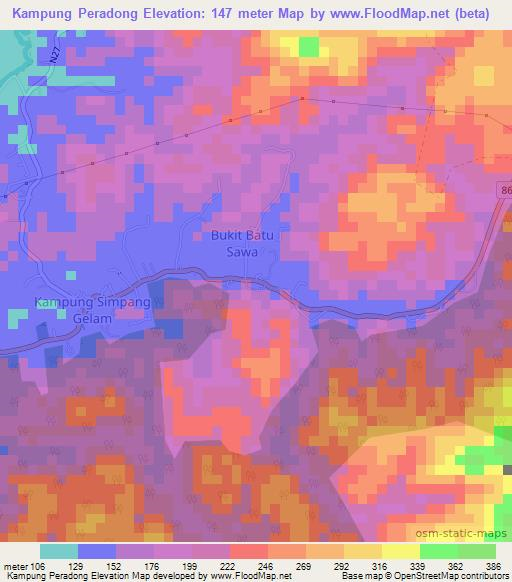 Kampung Peradong,Malaysia Elevation Map