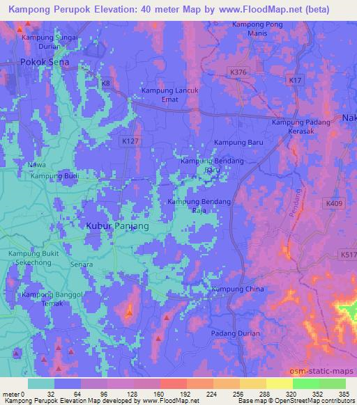 Kampong Perupok,Malaysia Elevation Map