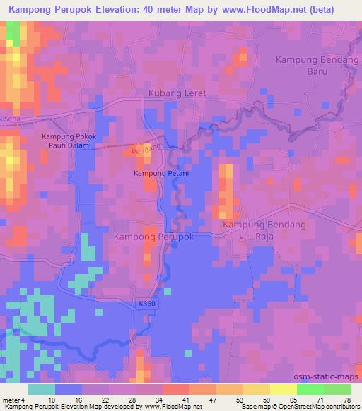 Kampong Perupok,Malaysia Elevation Map