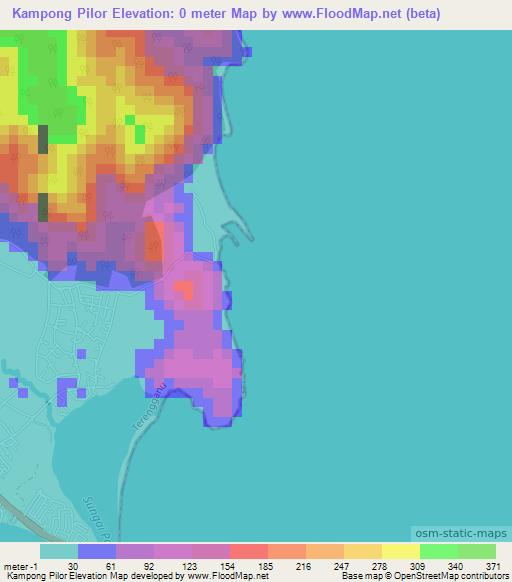 Kampong Pilor,Malaysia Elevation Map