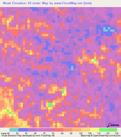 Wuak,Malaysia Elevation Map