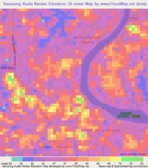 Kampung Kuala Kerdau,Malaysia Elevation Map