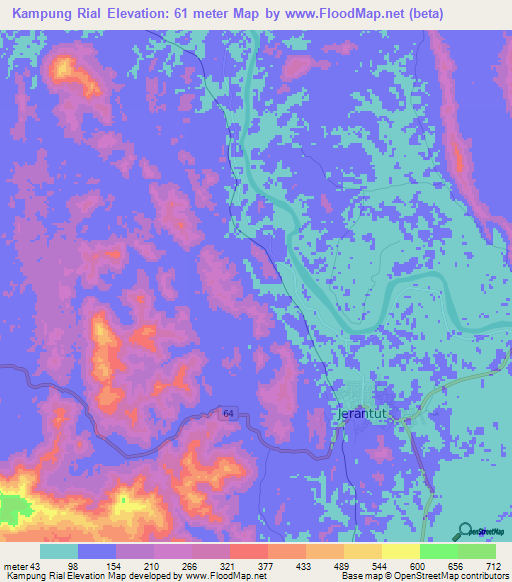 Kampung Rial,Malaysia Elevation Map