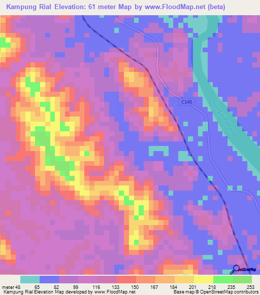 Kampung Rial,Malaysia Elevation Map