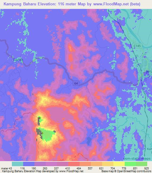 Kampung Baharu,Malaysia Elevation Map