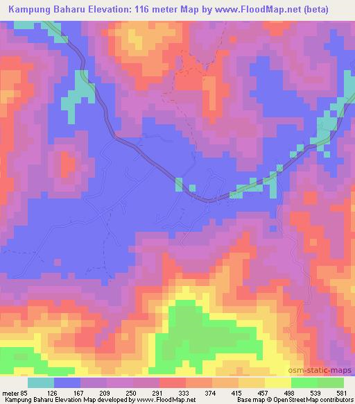 Kampung Baharu,Malaysia Elevation Map