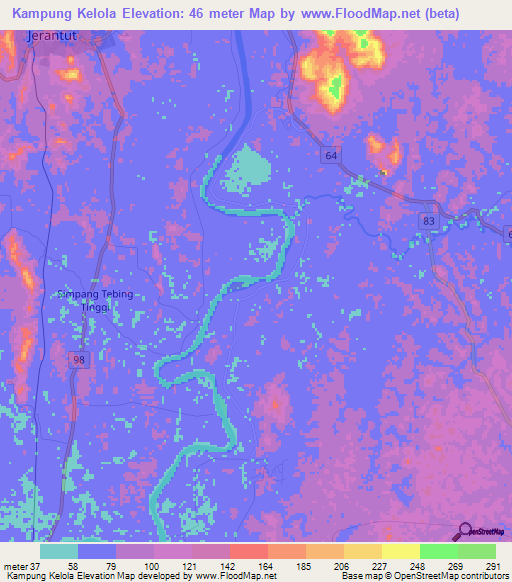 Kampung Kelola,Malaysia Elevation Map