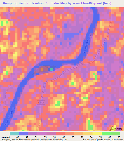 Kampung Kelola,Malaysia Elevation Map