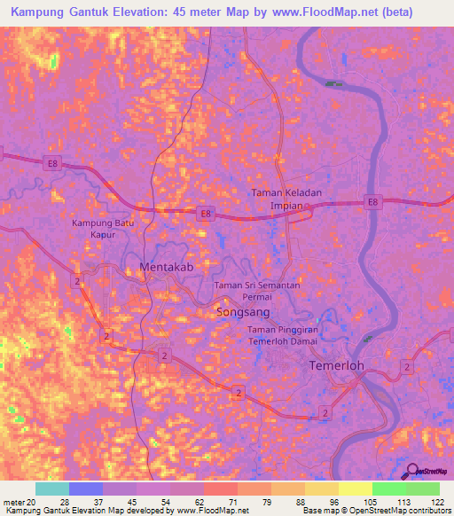 Kampung Gantuk,Malaysia Elevation Map