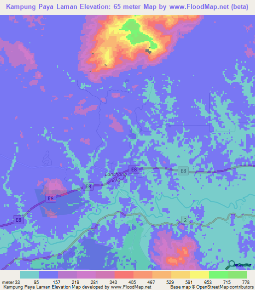 Kampung Paya Laman,Malaysia Elevation Map