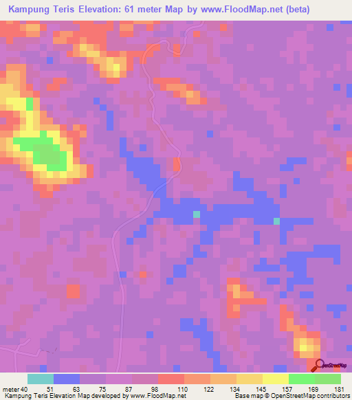 Kampung Teris,Malaysia Elevation Map